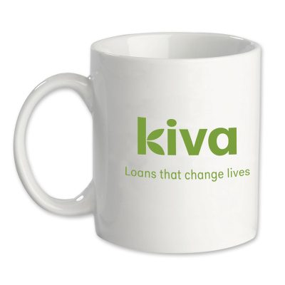 White ceramic Kiva mug, 'Comfort' - White ceramic Kiva logo mug
