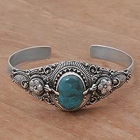 Fine sterling silver necklace - Amethyst and Sterling Silver Floral Cocktail Ring from Bali