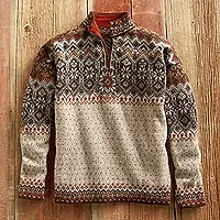 Mens 100% alpaca sweater, Grecas