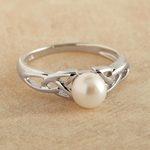 Cultured pearl cocktail ring, 'Celtic Tradition' - Celtic Pearl Ring