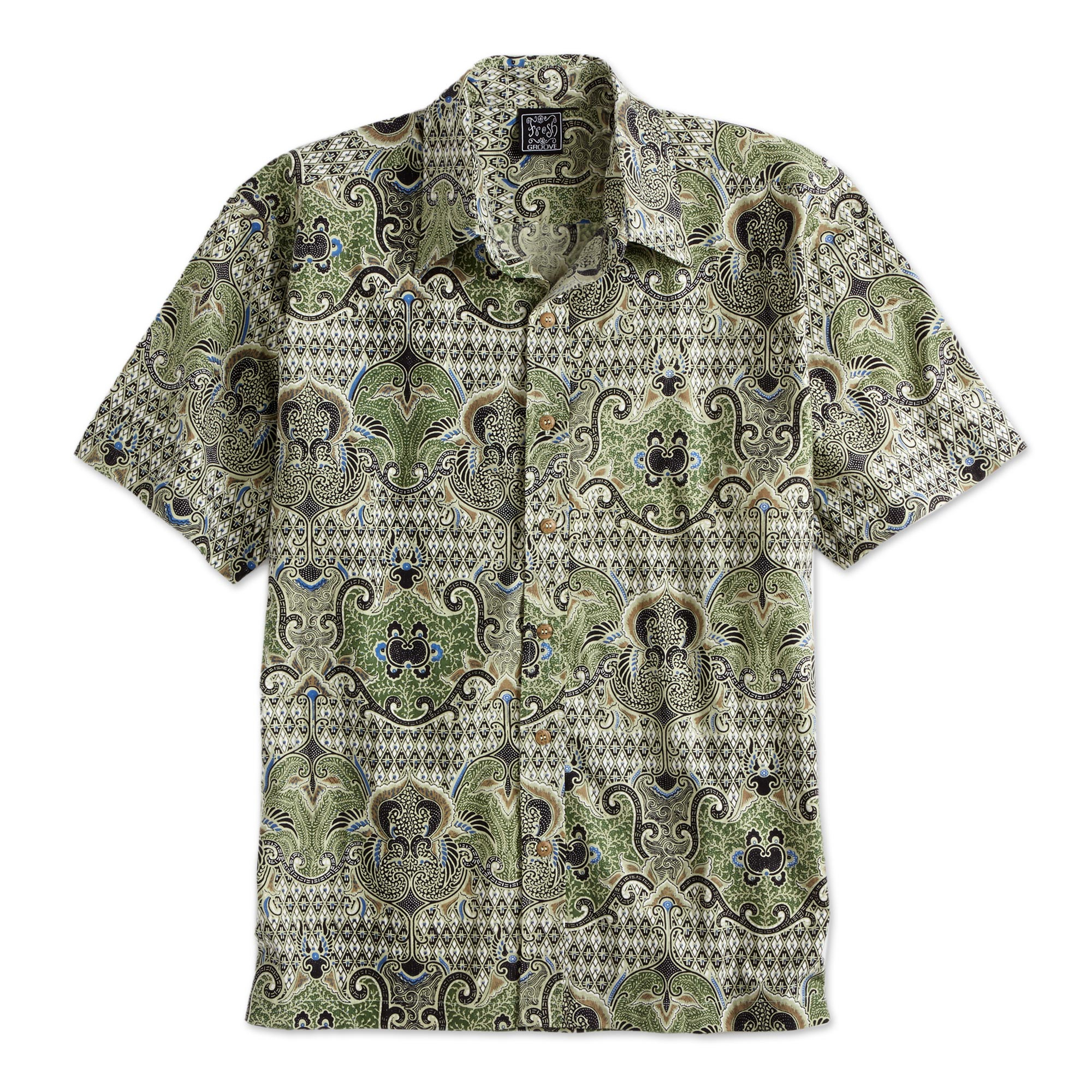 Shekhawati Cotton Shirt, Short Sleeves - Shekhawati Palace | NOVICA
