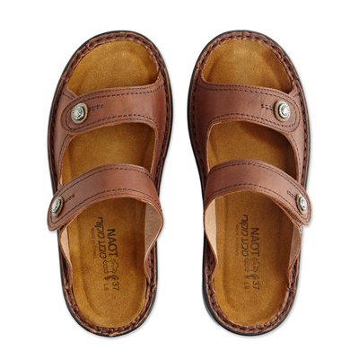 Adjustable leather sandals, 'Museum to Market' - Museum-to-market Adjustable Sandals