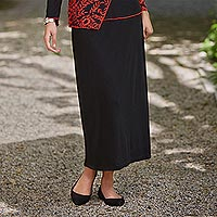 Rayon knit skirt, 'Timeless Black' - Comfort Travel Skirt