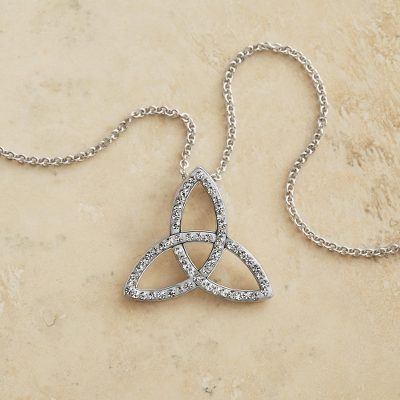Best silver jewelry - Trinity Knot Necklace with Swarovski Crystals