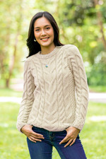 Wool sweater, 'Irish Rose' - Irish Rose Raglan Sweater