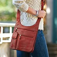 Leather shoulder bag, Lifes Journey