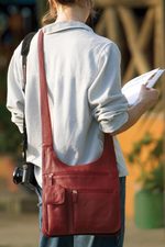 Leather shoulder bag, 'Life's Journey' - Leather Traveler Bag