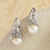 Cultured pearl drop earrings, 'Celtic Tradition' - Celtic Pearl Earring thumbail
