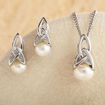 Cultured pearl drop earrings, 'Celtic Tradition' - Celtic Pearl Earring