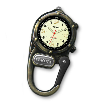 Mini carabiner clip watch, Time Out in Bronze