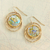Gold plated glass dangle earrings, 'Roman Mirror' - Gold Plated Roman Glass Earrings thumbail