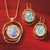 Gold plated glass pendant necklace, 'Roman Mirror' - Gold Plated Roman Glass Necklace (image 2b) thumbail