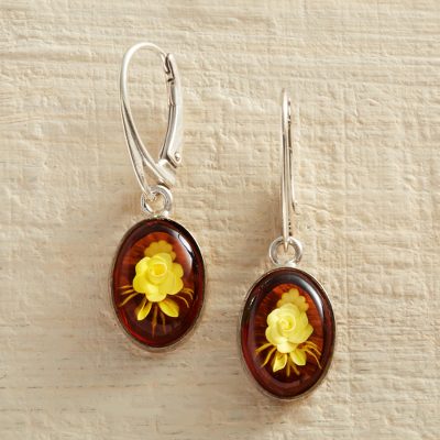 Amber Rose Intaglio Earrings Novica Amber Dangle Earrings Rose Intaglio
