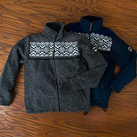 Men's wool blend fleece jacket, 'Cortina' - Italian Alps Zip Fleece Cardigan