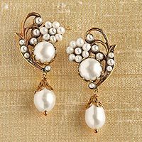 Cultured pearl dangle earrings,
