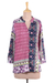 Rayon tunic, 'Haveli Arabesque' - Three-Quarter Sleeve Rayon Blend Travel Shirt