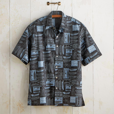 Men's Mariner Cotton Button-Up Travel Shirt - Mariner | NOVICA