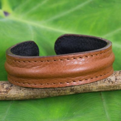 Men S Brown Leather Cuff Bracelet From Thailand Basic Novica Men S Leather Cuff Bracelet Basic Brown From
