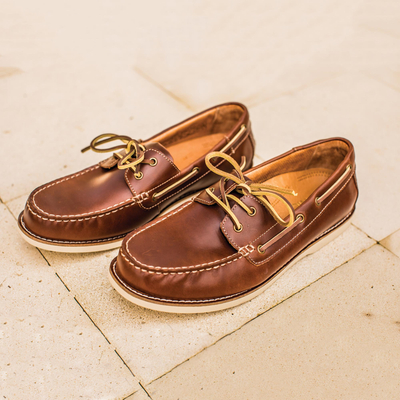Brown Oiled Leather Boat Shoe - Deck Days