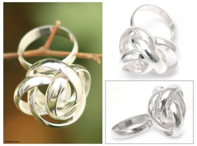 Lotus flower sterling silver ring - Fine Silver Cocktail Ring