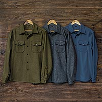 Men's wool blend shirt jacket, 'First Watch'