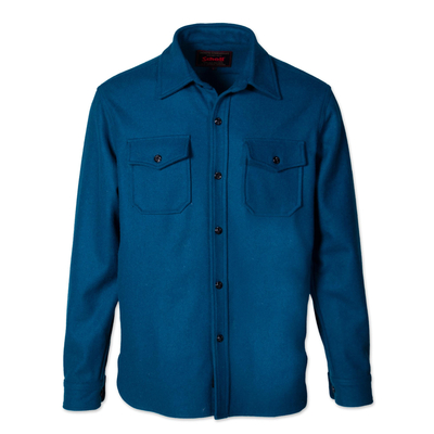 Chaqueta camisera de hombre en mezcla de lana - Chaqueta tipo camisa CPO con botones en mezcla de lana para hombre
