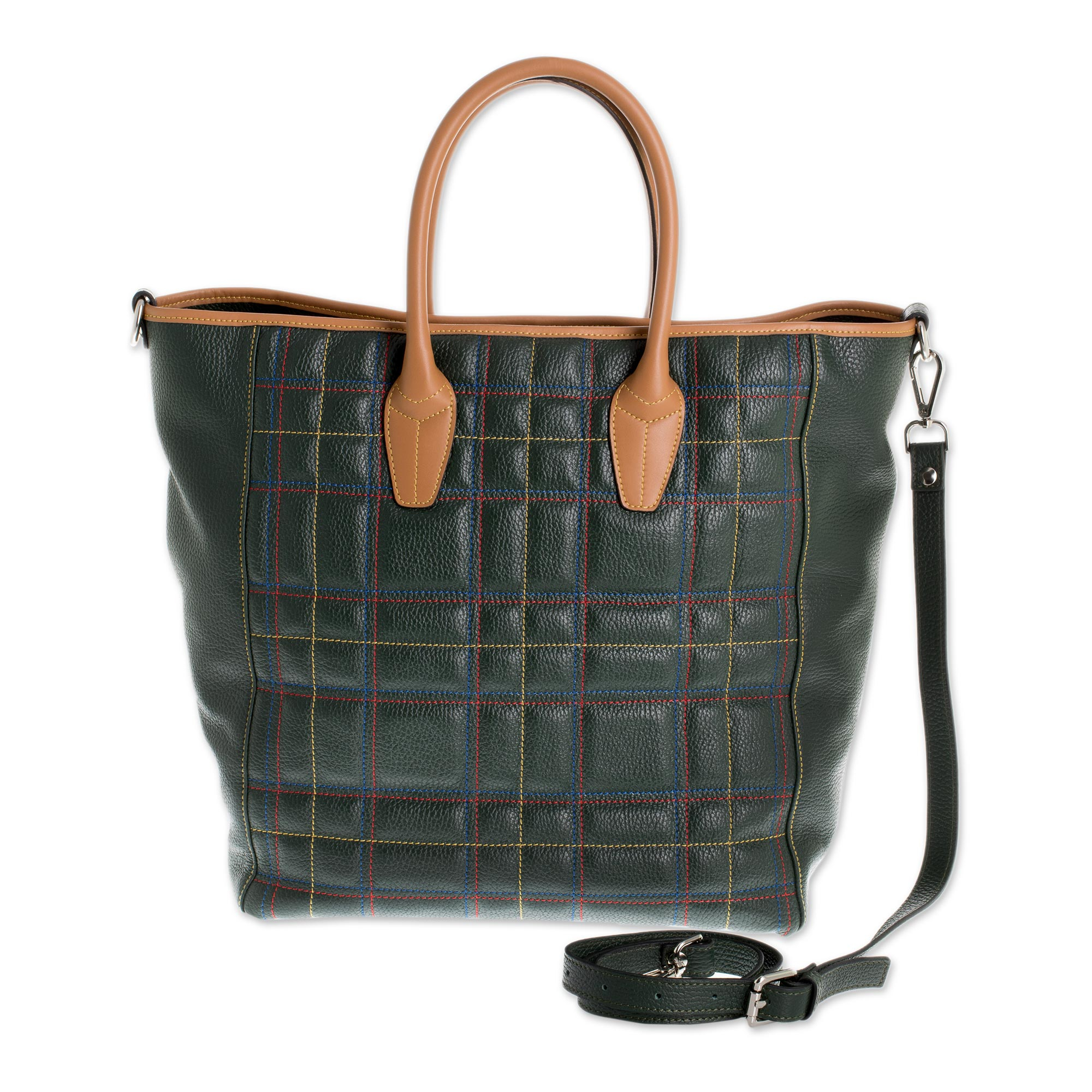 UNICEF Market | Green Tartan Tuscan Genuine Leather Travel Bag ...