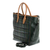 Leather travel bag, 'Italian Highlands' - Green Tartan Tuscan Genuine Leather Travel Bag (image 2c) thumbail