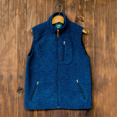Men's wool blend vest, 'Treviso Trek' - Men's Wool and Cotton Blend Zip Up Vest