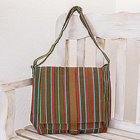 Hand Made Women's Cotton Messenger Bag - Maya Rainbow | NOVICA