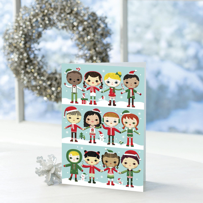 UNICEF holiday cards, 'Children Holding Hands' (set of 12) - UNICEF Children Theme Holiday Cards (Set of 12)