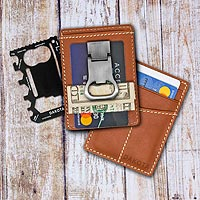 Leather card case with multi- tool and money clip, Paramount