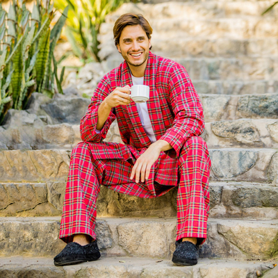 Pantalón de pijama de franela de algodón para hombre - Pantalón de pijama de franela de algodón cepillado irlandés para hombre
