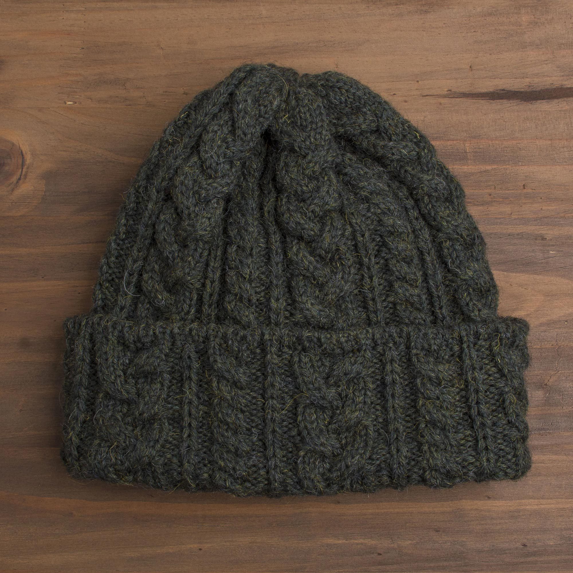Irish Aran Knit Wool Hat Galway Bay NOVICA