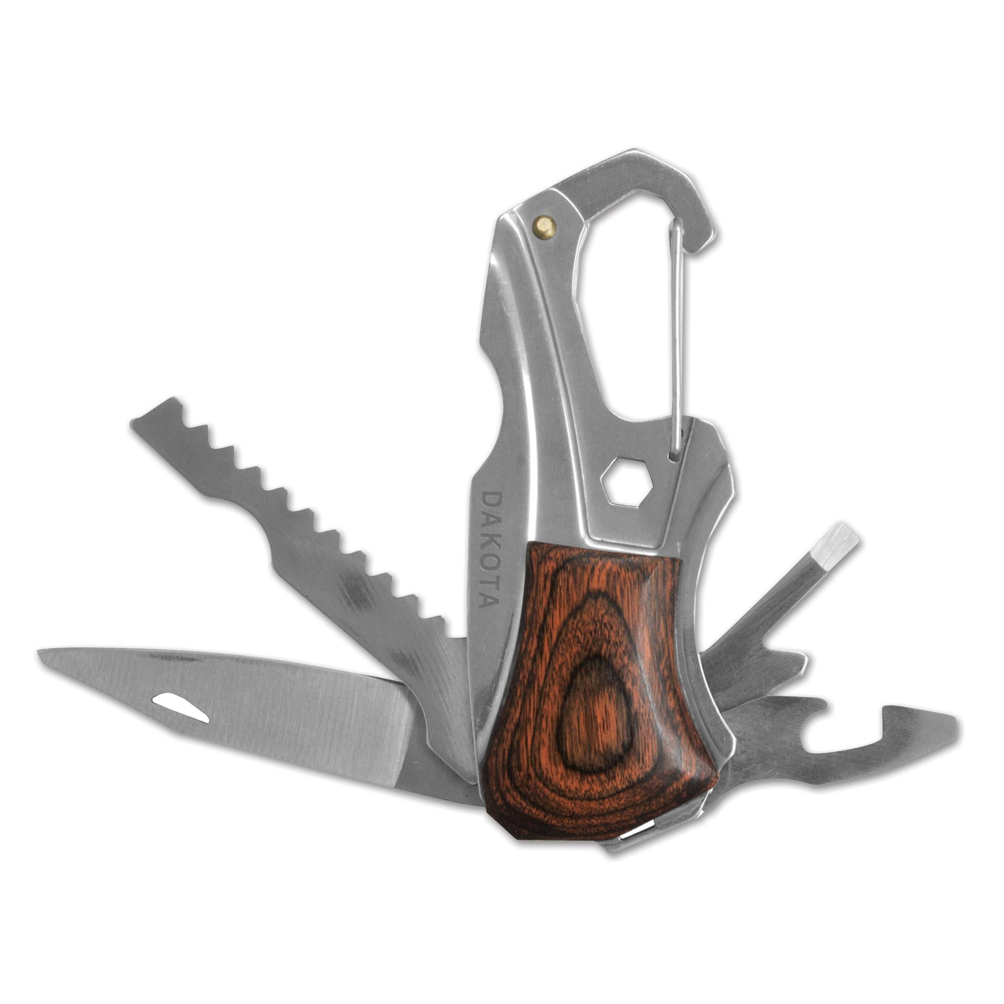 Versatile Wood Multitool Carabiner Survival Instinct NOVICA