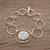 Gold plated glass bracelet, 'Roman Mirror' - 22k Gold Plated Roman Glass Bracelet