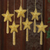 Embellished ornaments 'Golden Star' (set of 6) - Embroidered and Beaded Gold Star Ornaments (Set of 6)
