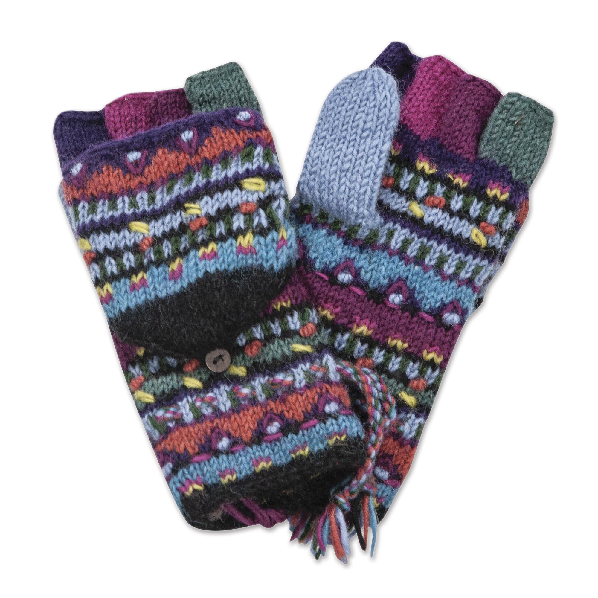 Women's Wool Convertible Mittens from Nepal Black Kathmandu NOVICA