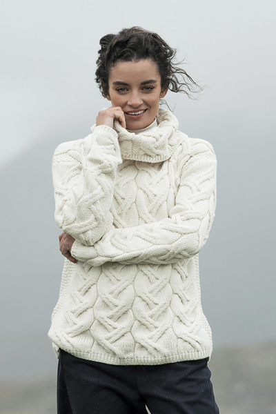 Merino wool cowl neck sweater, Broadhaven
