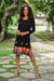 Viscose fit and flare dress, 'Bandhani' - Bandhani 3/4 Sleeve Viscose Dress