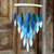 Glass and driftwood wind chime, 'Waterfall' - Waterfall Blue Ombre Glass Wind Chime thumbail