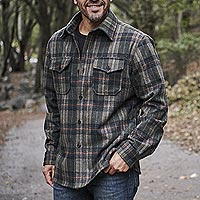 Plaid Wool-Blend Shirt-Jacket for Men,'First Watch in Plaid'