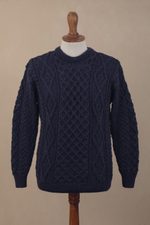 Men's wool sweater, 'Aran Islands Classic' - Men's Irish Wool Pullover Sweater