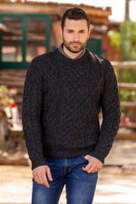 Men's wool sweater, 'Aran Islands Classic' - Men's Irish Wool Pullover Sweater