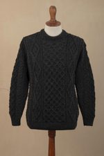 Men's wool sweater, 'Aran Islands Classic' - Men's Irish Wool Pullover Sweater