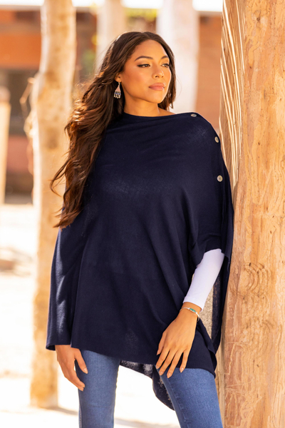 Cashmere and wool blend poncho, 'Whisper Soft' - Italian Cashmere Blend Poncho