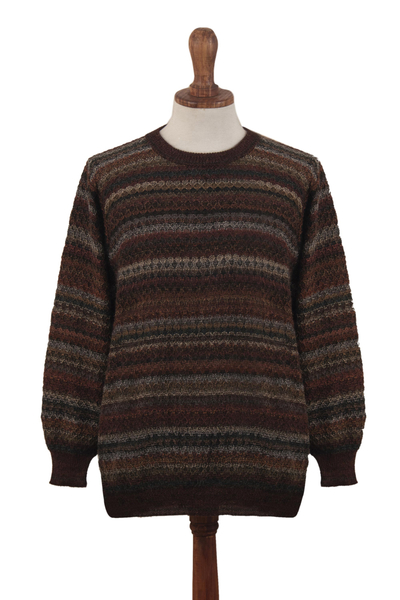 Men's alpaca sweater, 'Aymara Pride' - Men's 100% Alpaca Pullover Sweater