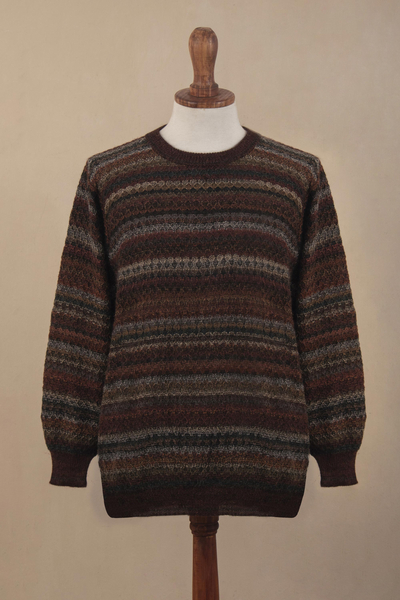 Men's alpaca sweater, 'Aymara Pride' - Men's 100% Alpaca Pullover Sweater