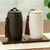 Ceramic tea canister, 'Cherry Blossom'  - Embossed Ceramic Tea Canister with Lid