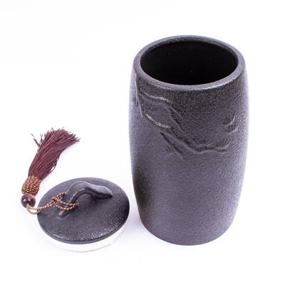 Bote de té de cerámica - Bote de té de cerámica en relieve con tapa